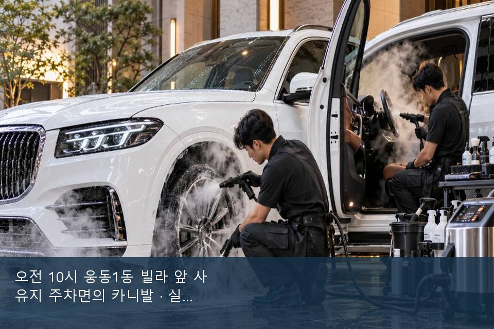 오전 10시 웅동1동 빌라 앞 사유지 주차면의 카니발 · 실내 냄새를 연 기록